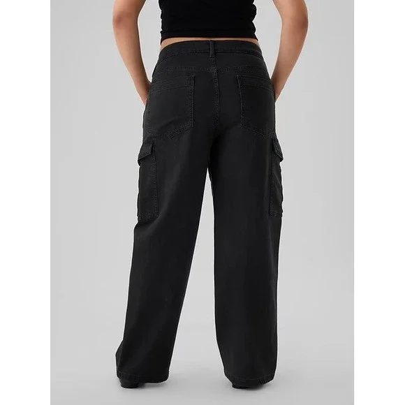 NWT Gap Mid Rise '90s Loose Cargo Jeans Washed Blk Grunge Baggy Skater Sz 33 16 - Picture 12 of 16